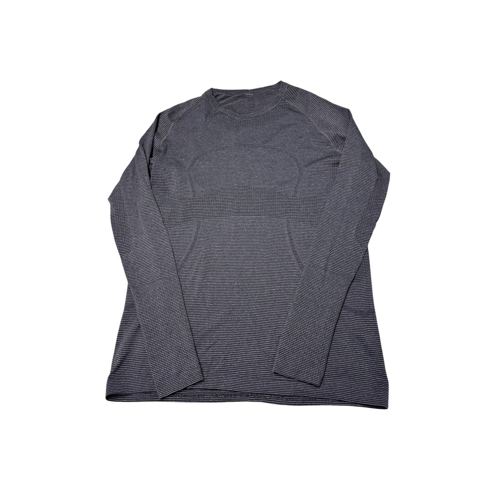 Lululemon Swiftly Tech Long Sleeve Crew Striped Grey Womens Size 6 8 Running